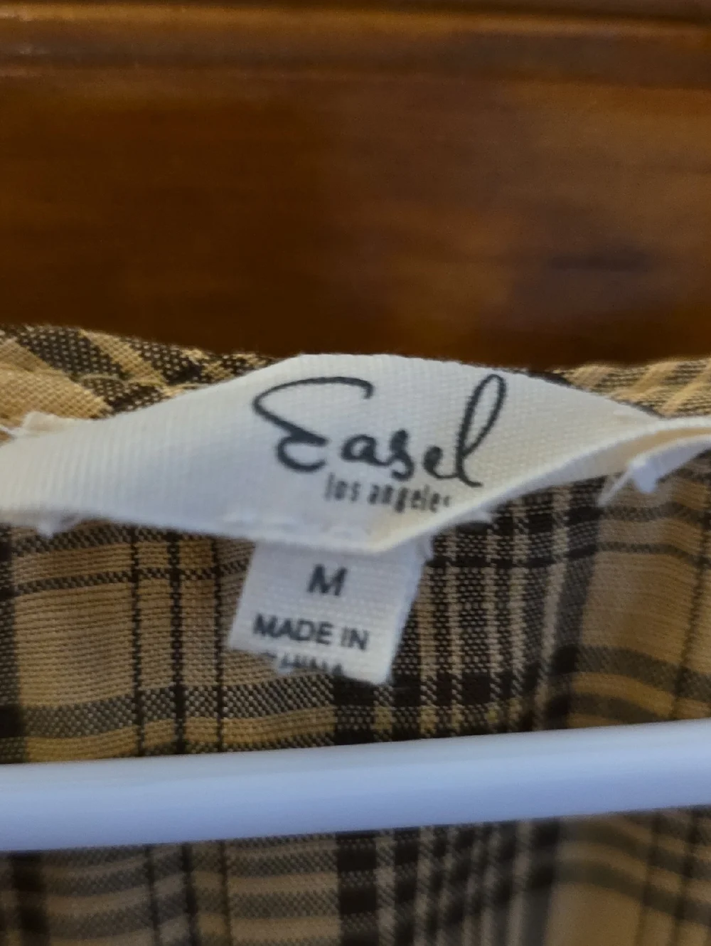 EASEL Ruffled Plaid V-Neck Top - Picture 2 of 7